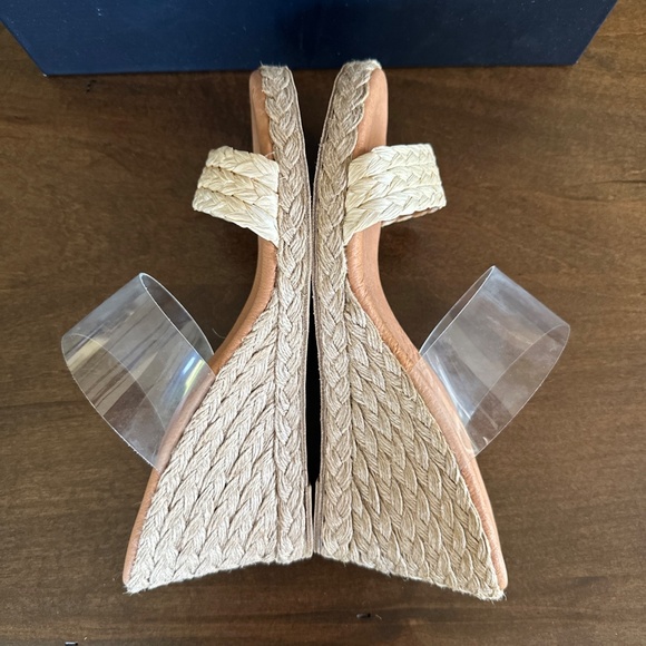 André Assous Anfisa Espadrille Clear Wedge Raffia Sandals Shoes Size 7 / 8 NEW - Picture 4 of 8